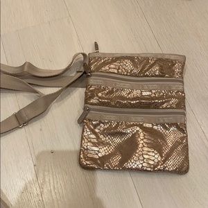 Gold snakeskin lesportsac crossbody